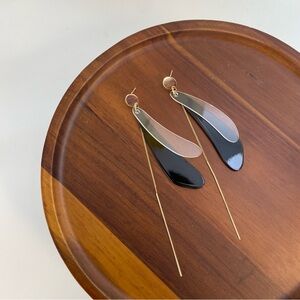 4/$15 Dangling Black Clear Acrylic Gold Linear Drop Earrings